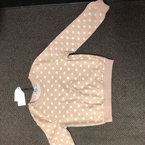Blush colored polka dot sweatshirt
